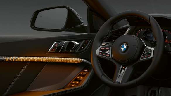 Подсвеченные декоративные элементы отделки салона BMW 2 серии Gran Coupe Подсвеченные декоративные элементы отделки салона в исполнении Brooklyn модели BMW 2 серии Gran Coupe F44, интерьер