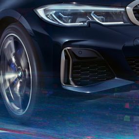 BMW 3 Series Sedan, air inlets G20. Detaied side view of the BMW 3 Series Sedan air inlets in Cerium grey metallic G20.