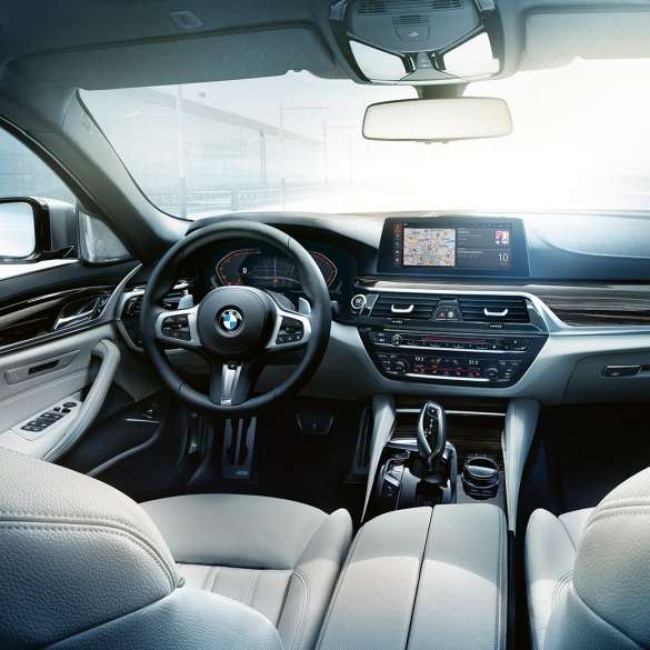 BMW 5 серия Седан, за рулем. BMW 5 серия Седан, за рулем, БМВ 5 седан, приборная панель, руль, салон, интерьер.