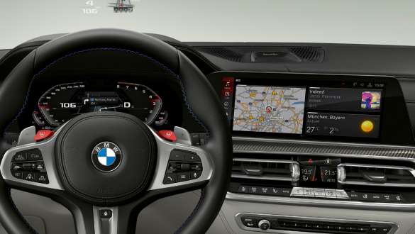 Автомобили BMW X5 M с приборной панелью BMW Live Cockpit Professional Приборная панель BMW Live Cockpit Professional в модели BMW X5 M, F95, интерьер