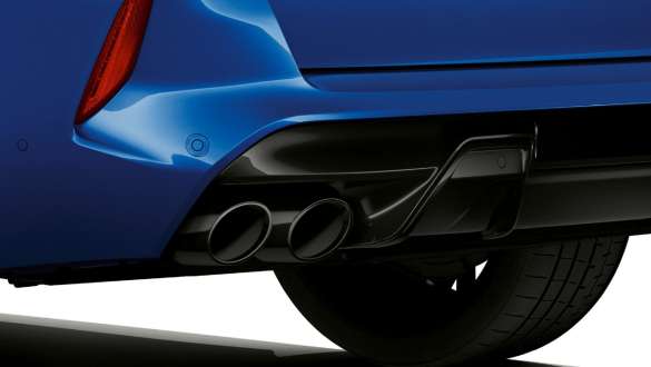 Выхлопные патрубки BMW X5 M Competition Выхлопные патрубки в глянцевом черном исполнении модели BMW X5 M Competition F95 синего цвета Marina Bay (металлик), экстерьер