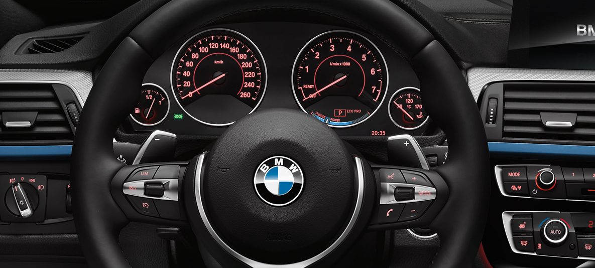 BMW 3 серии Гран Туризмо, руль. BMW 3 серии Гран Туризмо, руль, приборная панель, интерьер.
