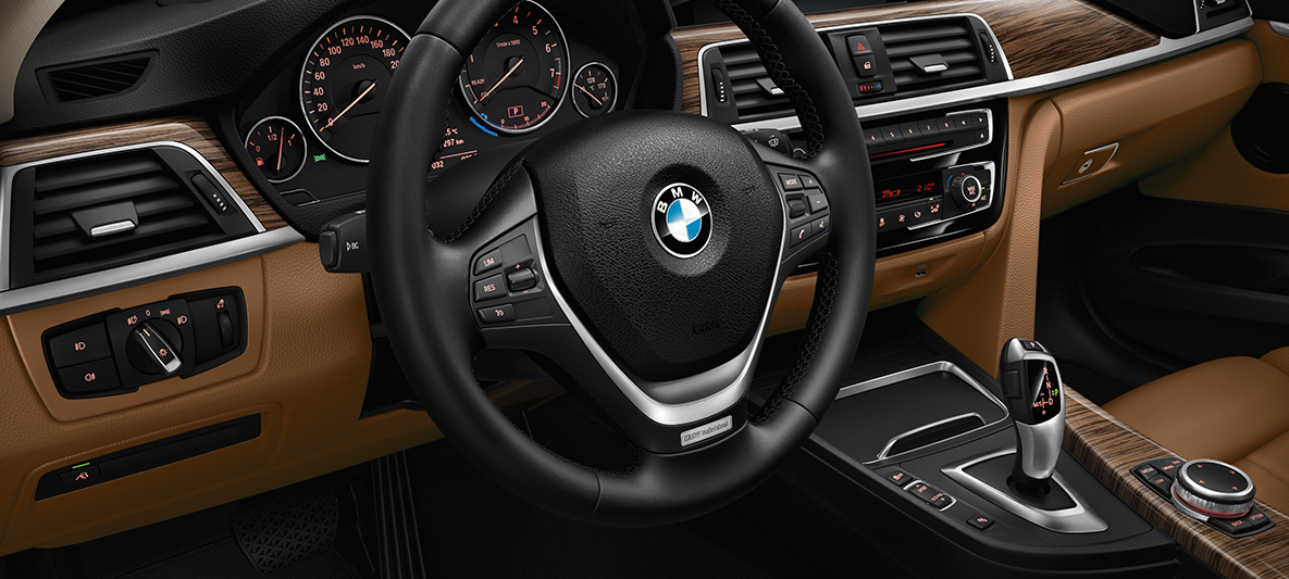 BMW 3 серии Luxury Line, руль BMW 3 серии Luxury Line, руль, приборная панель, салон.