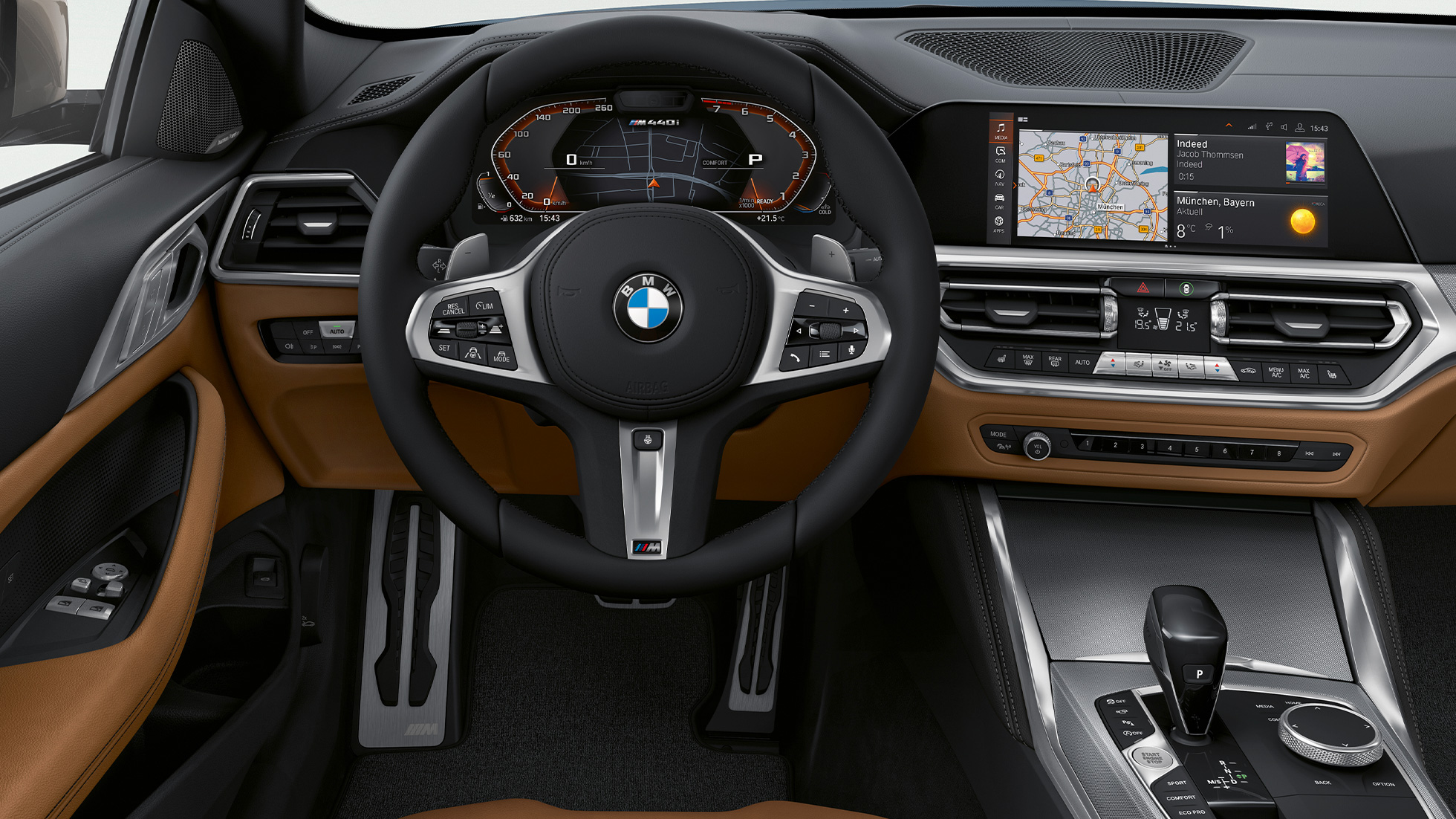 Место водителя BMW 4 серии Coupe G22 2020 года BMW 4 серии Coupe G22 2020 года, интерьер, место водителя