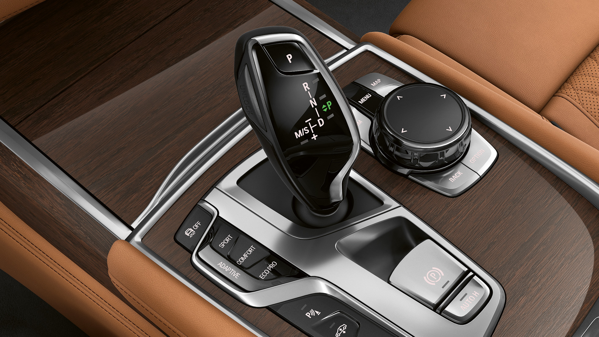 BMW 7 серии с дизайном Pure Excellence: рычаг селектора G11 BMW 7 с дизайном Pure Excellence: крупный план рычага селектора G11