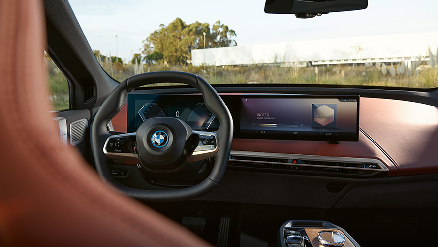 Электрический SUV BMW iX i20, BMW iDrive Электрический SUV BMW iX i20 2021, контроллер BMW iDrive, дизайн салона Suite, кокпит