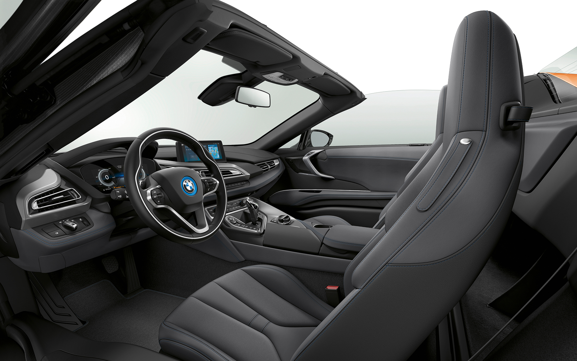BMW i8 Roadster черные кожаные сиденья, Бмв i8 Roadster