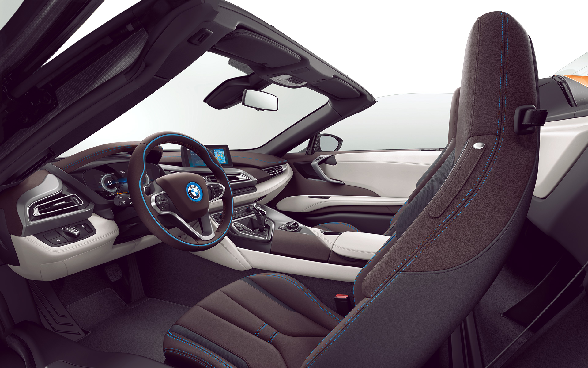 BMW i8 Roadster коричневые кожаные сиденья, Бмв i8 Roadster