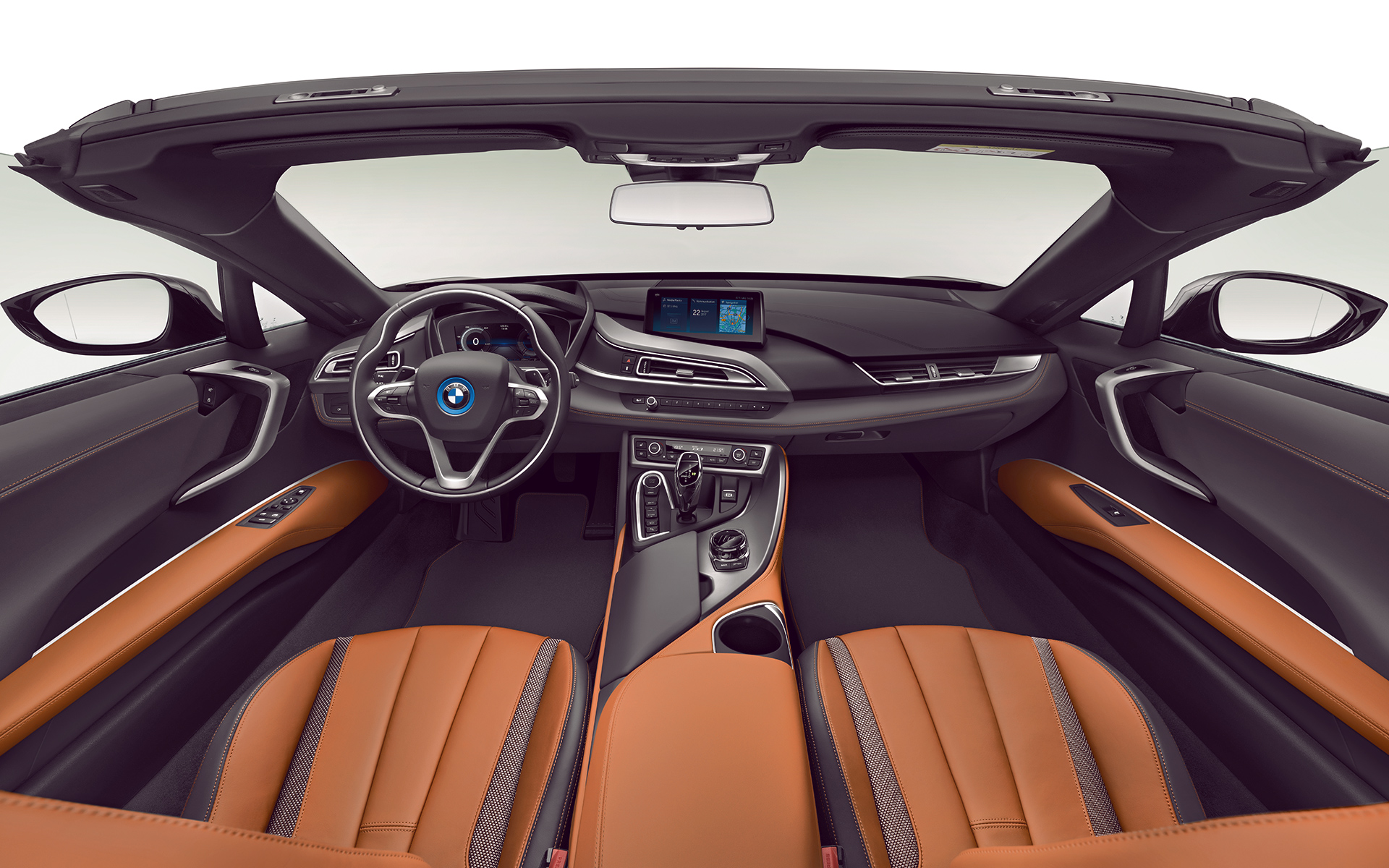 BMW i8 Roadster оранжевый дизайн интерьера, Бмв i8 Roadster
