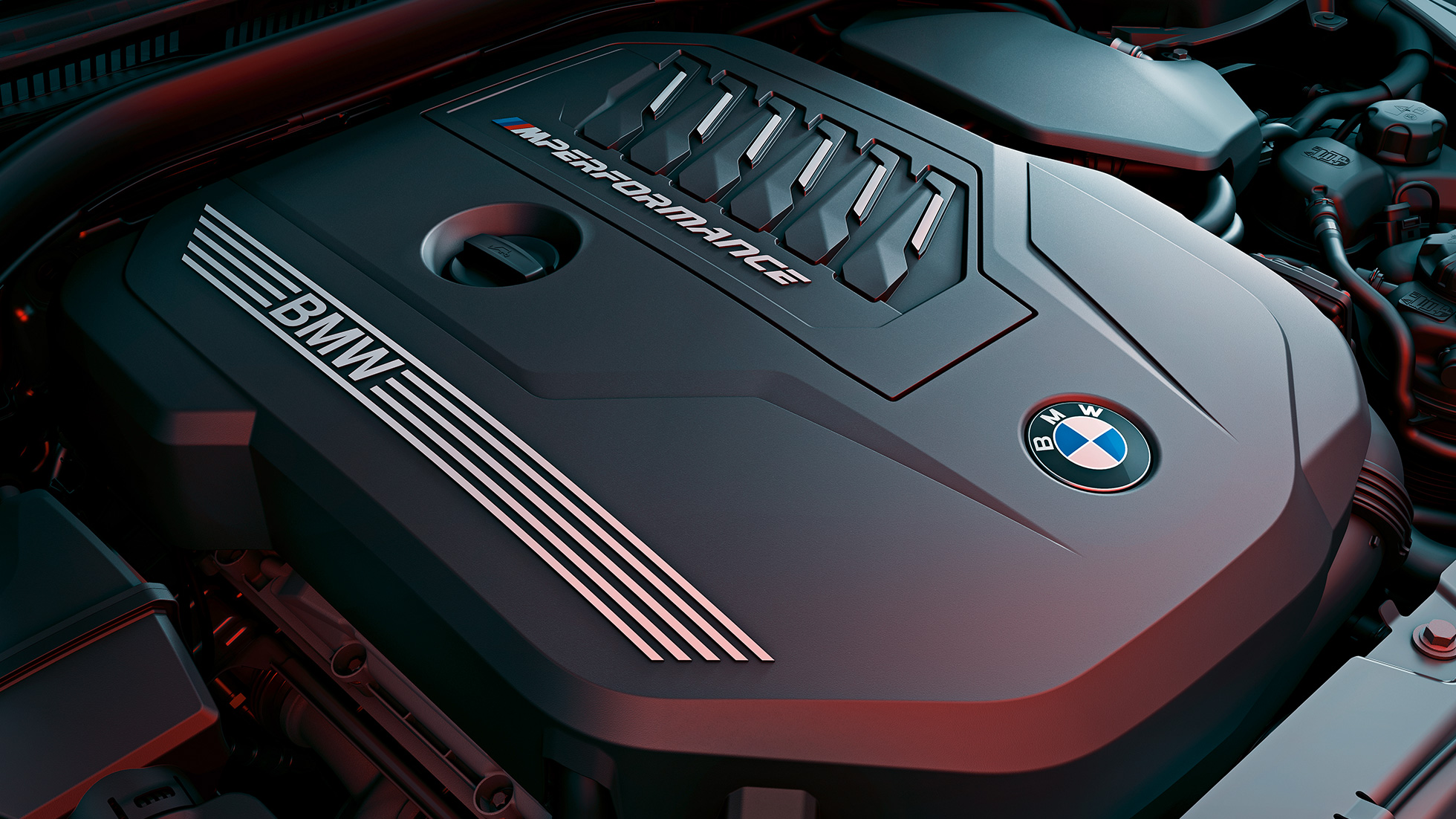 Бензиновый двигатель BMW TwinPower Turbo BMW M440i xDrive Coupe G22 (2020) Рядный 6-цилиндровый бензиновый двигатель BMW TwinPower Turbo BMW M440i xDrive Coupe G22 (2020), крупный план