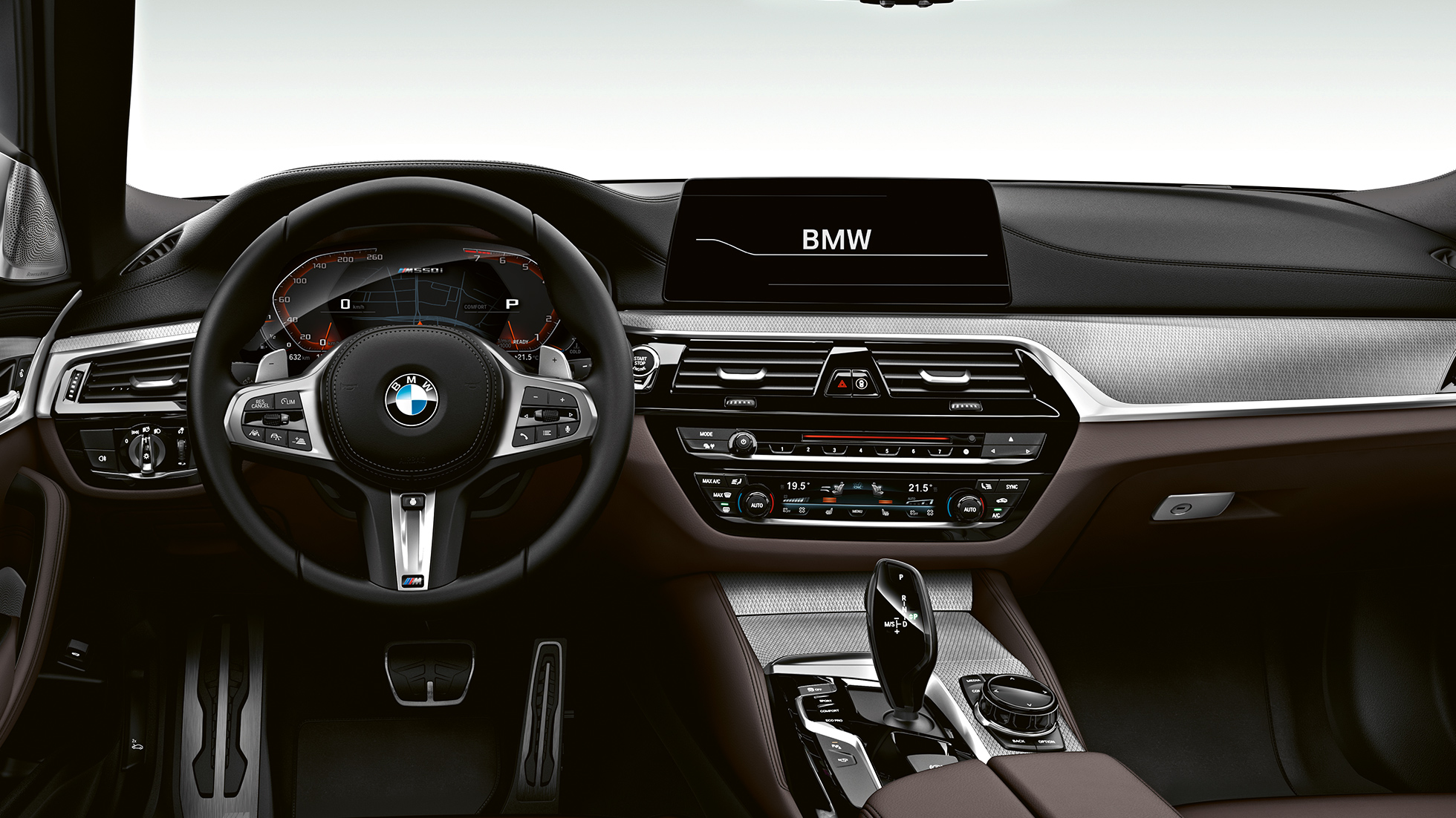 Кокпит. Дизайн BMW M550i и BMW M550d, кокпит.