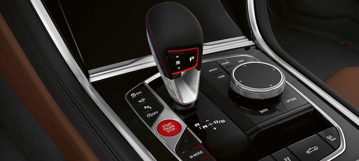 Селектор коробки передач M. BMW M8Cabrio, интерьер, селектор коробки передач M.