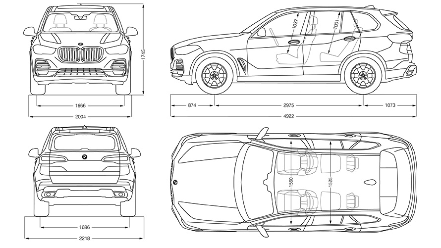 Чертеж с габаритами BMW X5 Чертеж с габаритами BMW X5