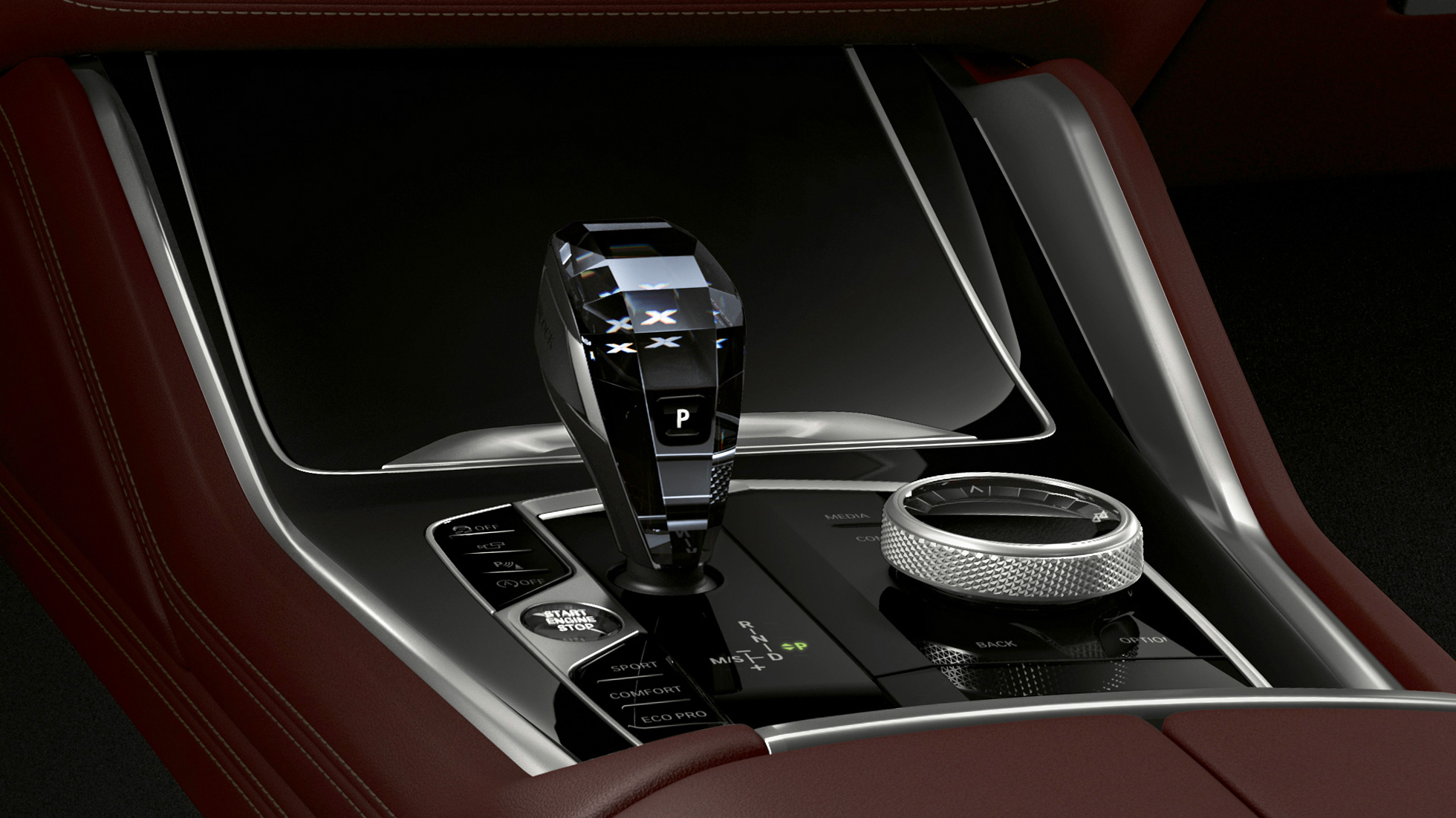 BMW X6 with BMW Individual, центральная консоль BMW X6 фотография интерьера BMW Individual с фокусировкой на центральной консоли