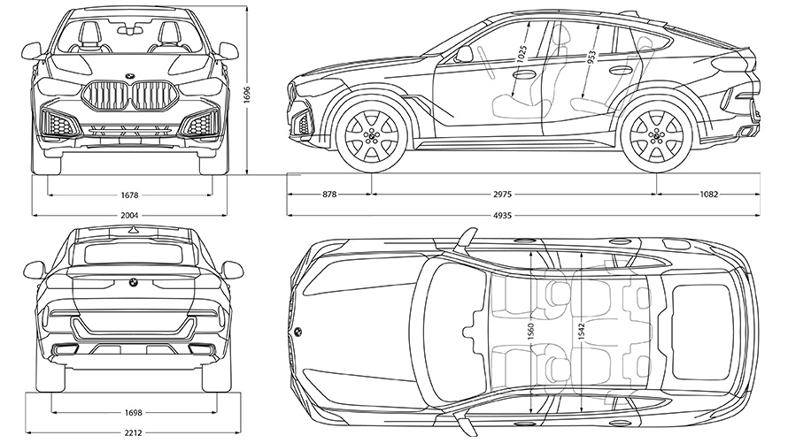 Чертеж с габаритами BMW X6 Чертеж с габаритами BMW X6