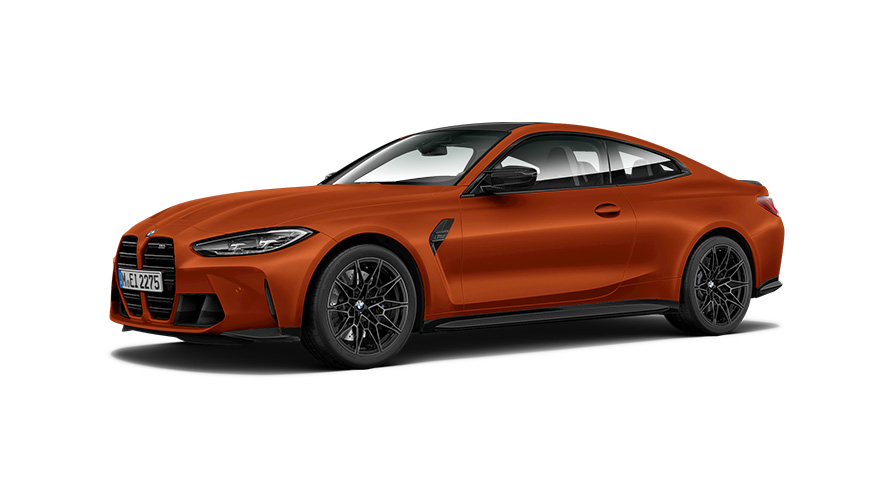BMW M4 Competition Coupe G82 2021, вид сбоку в три четверти BMW M4 Competition Coupe G82 2021, вид сбоку в три четверти