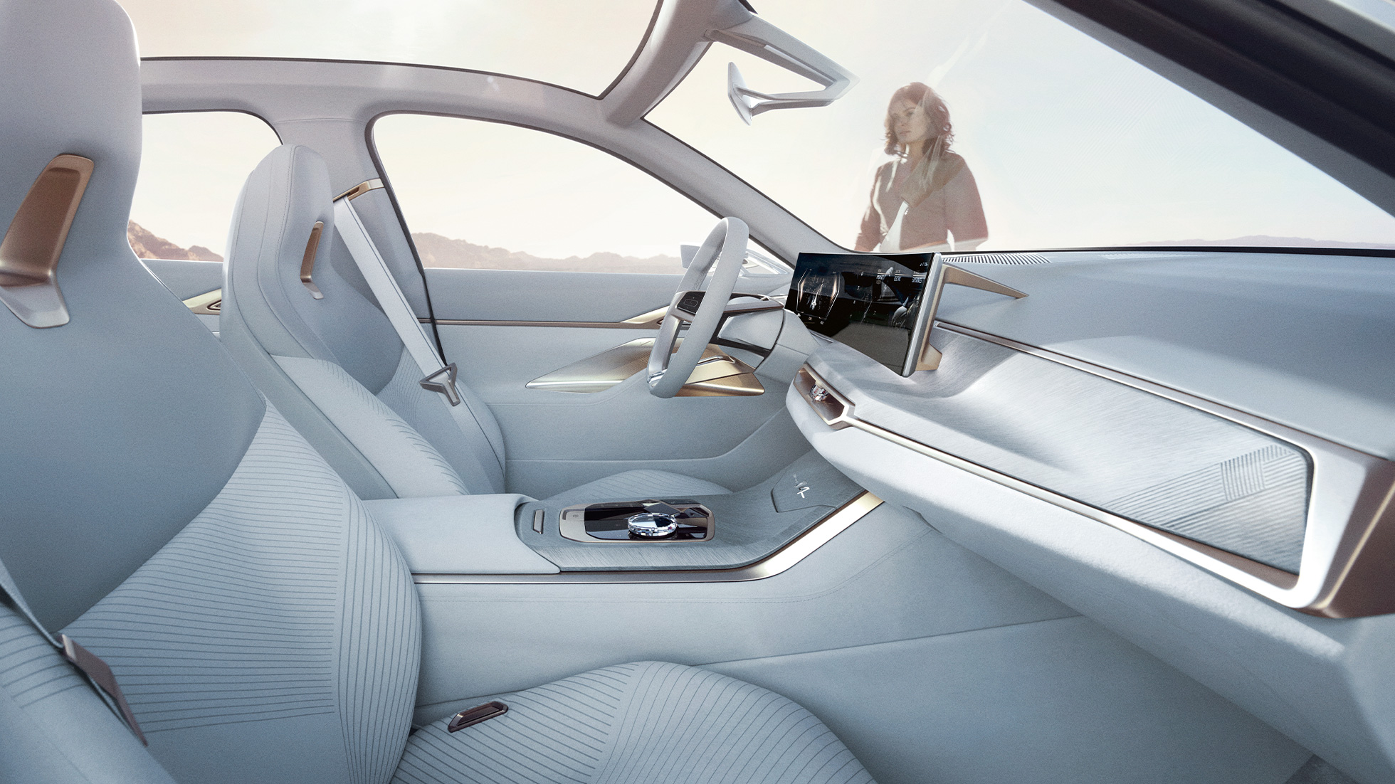 Интерьер BMW Concept i4 2020 G26 Интерьер BMW Concept i4 2020 G26 полностью электрический BMW Gran Coupe