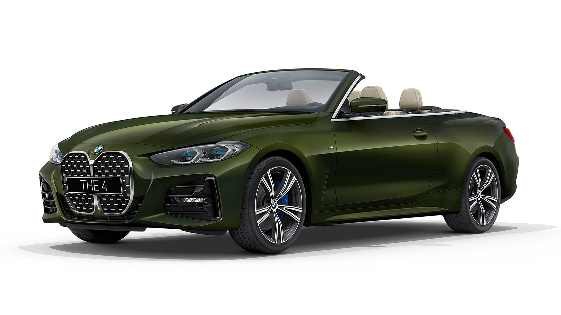 BMW 4 серии Cabrio G23 2020 исполнение M Sport "Серый Гранит металлик", вид спереди в три четверти