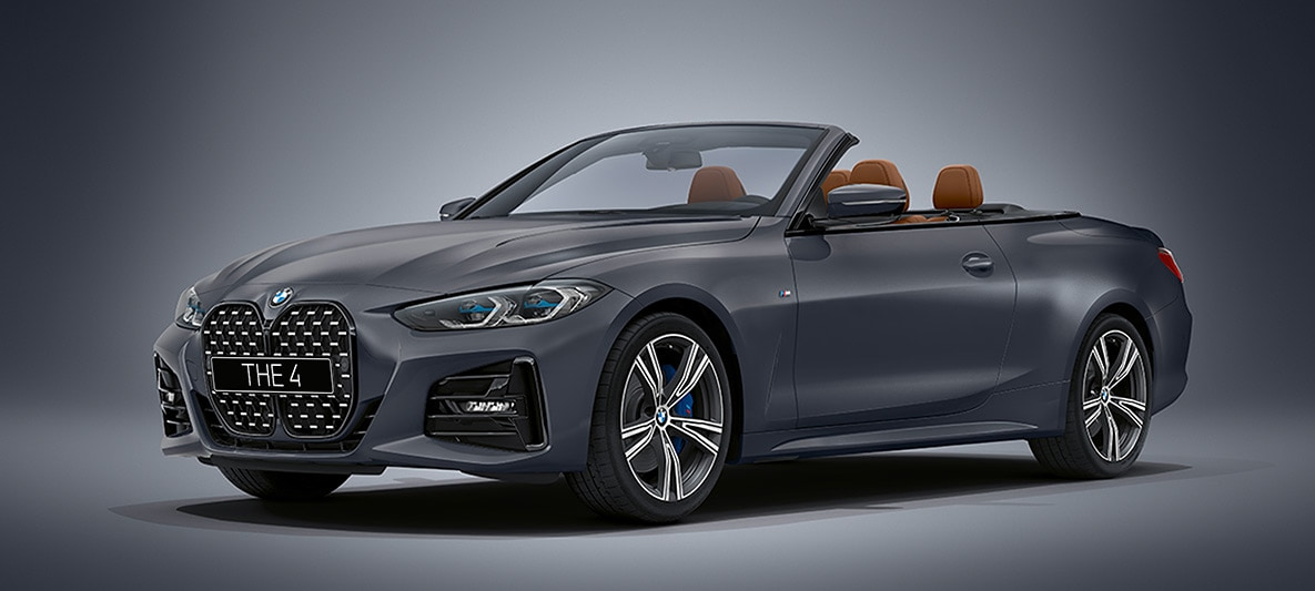 BMW 4 серии Cabrio G23 2020 "Морозный Насыщенный Серый металлик" BMW Individual BMW 4 серии Cabrio G23 2020 "Морозный Насыщенный Серый металлик" BMW Individual, вид спереди в три четверти в статике