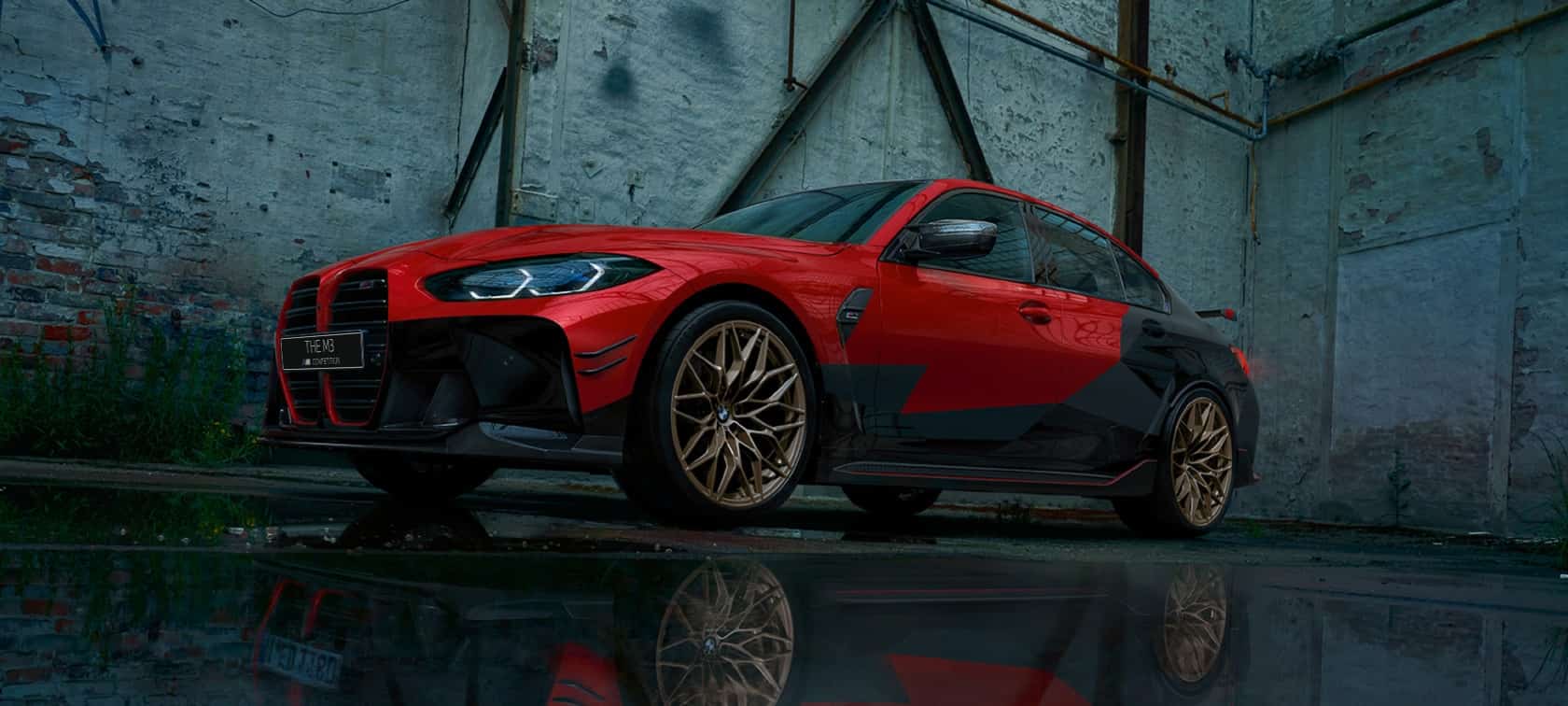 BMW M3 G80 2020 с аксессуарами BMW M Performance BMW M3 G80 2020 с аксессуарами BMW M Performance, вид сбоку в три четверти