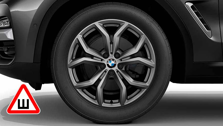Комплект колес с зимними шипованными шинами BMW V-Spoke 734. Зимние колеса, шипованные шины BMW V-Spoke 734.