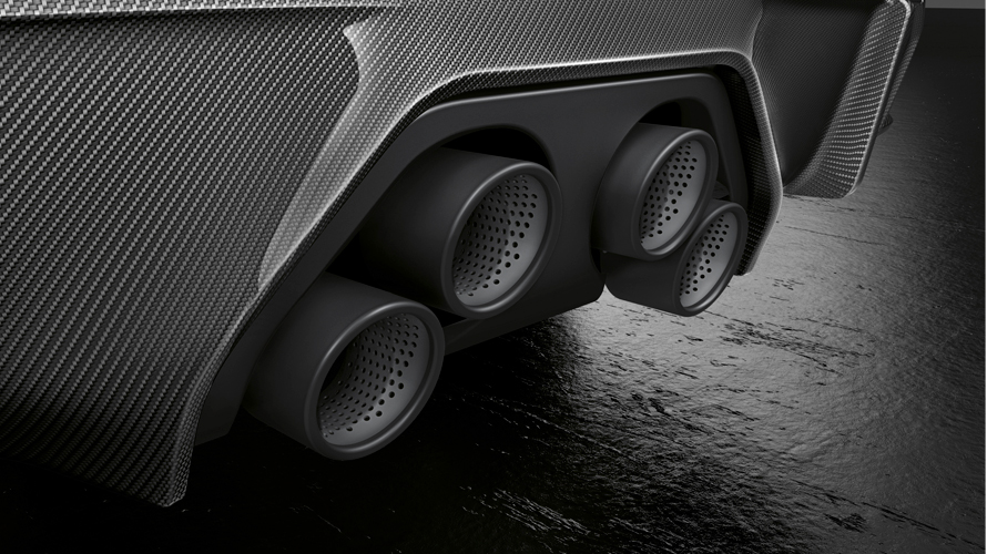 выхлопные патрубки характерные выхлопные патрубки, интегрированные в карбоновый диффузор