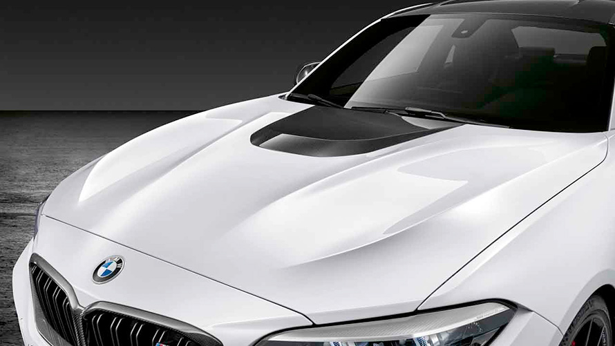 Карбоновый капот для BMW M2 серии (G87). Карбоновый капот для BMW M2 серии (G87), вид сверху, БМВ.